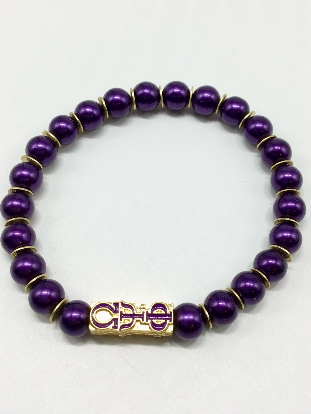 Omega Psi Phi Purple Amethyst Beaded Bracelet